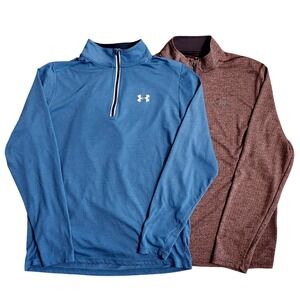 LOT OF 2 UNDER ARMOUR THREADBORNE 1/4 ZIP LONG SLEEVE PULLOVER MENS LARGE‎